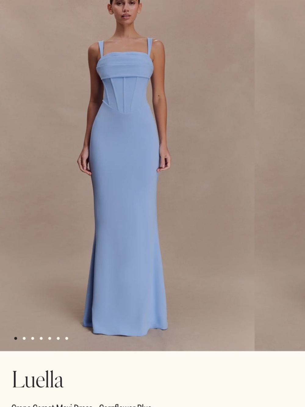 Meshki Blue Square Neck Formal Maxi Dress